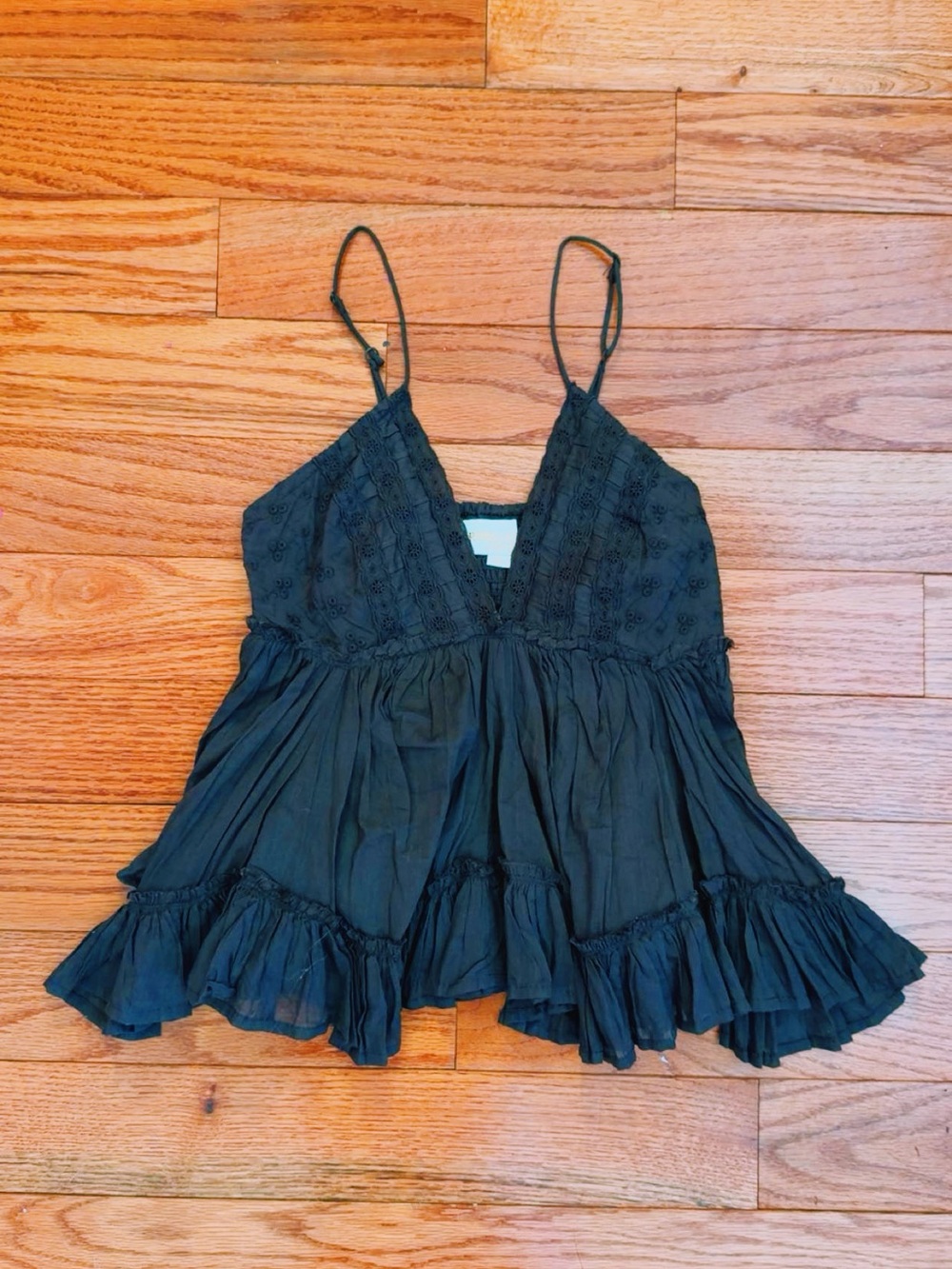 Rebellion Brown Spaghetti-Strap Ruffled V-Neck Camisole
